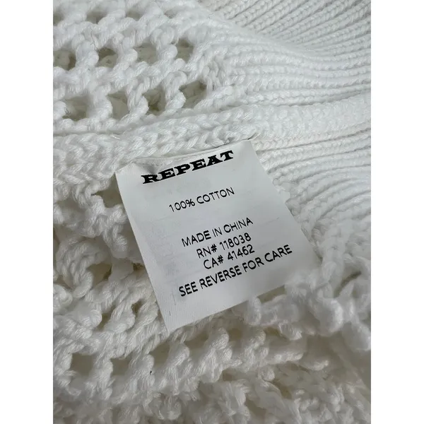 REPEAT White Perforated Drawstring Sweater‎ Size XXS - Image 12