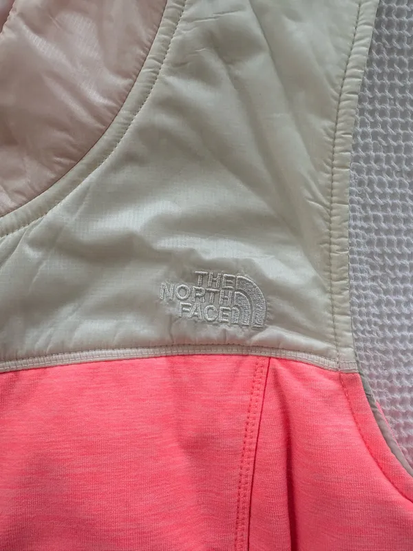 Peach Pink and White North Face Vest M - Image 3