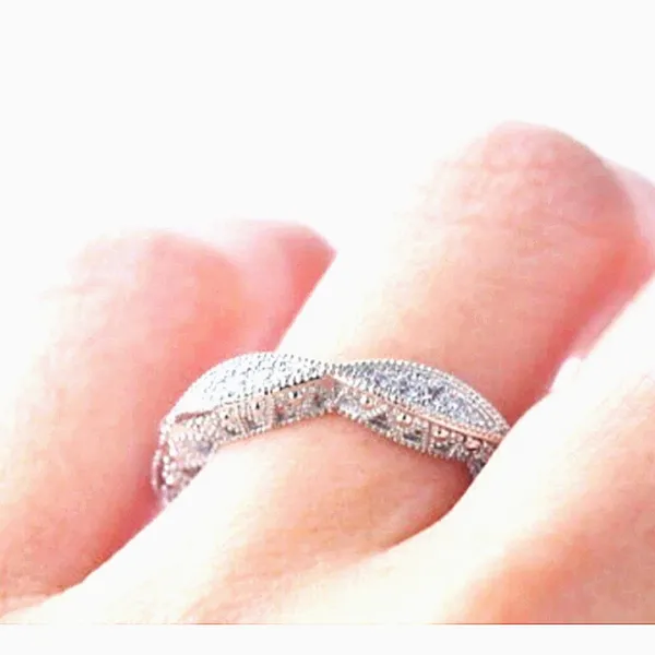 Women's‎ Gold-Plated-925 Eternity Simulated Diamond Engagement Band Ring … - Image 6