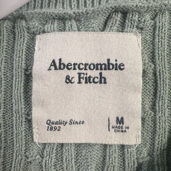 Abercrombie & Fitch Women’s M Green Cable Knit Crewneck Sweater Long Sleeve - Image 9
