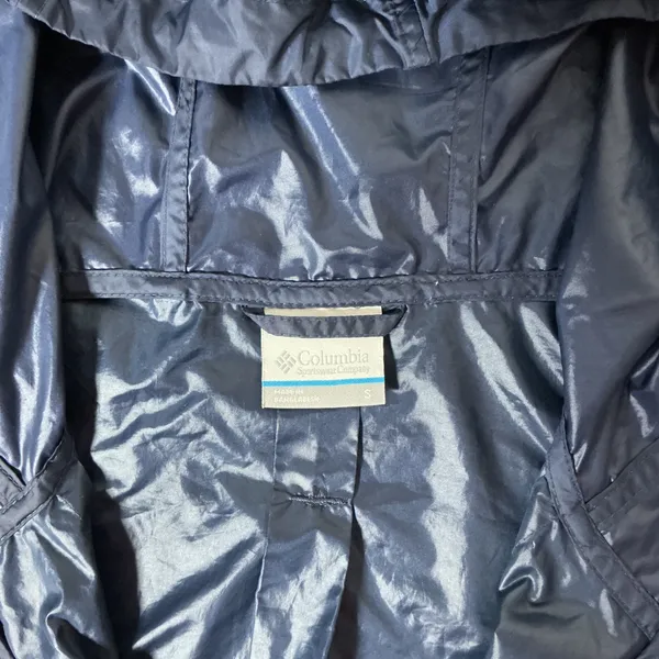 Columbia Windbreaker Jacket Womens Small Navy White Red Full Zip Hooded KL3010‎ - Image 5