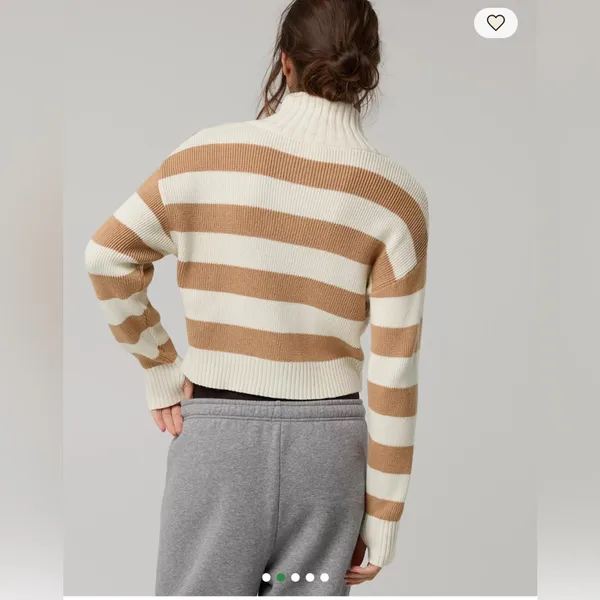 NWT OFFLINE By Aerie Full Zip Sweater stripped size XL Beach Dune women’s - Image 2