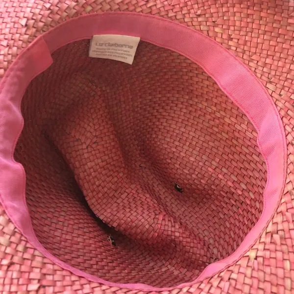 Vintage Liz Claiborne Pink Straw Cowboy Hat with Floral Flower Accent - Image 8