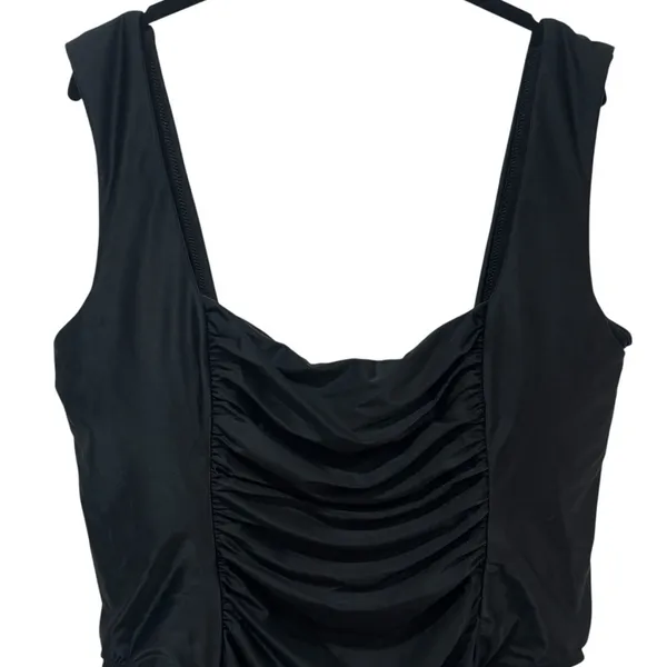 NEW J. Crew Black Ruched Square Neck One Piece‎ Swimsuit Resort Beach Size 22 - Image 3