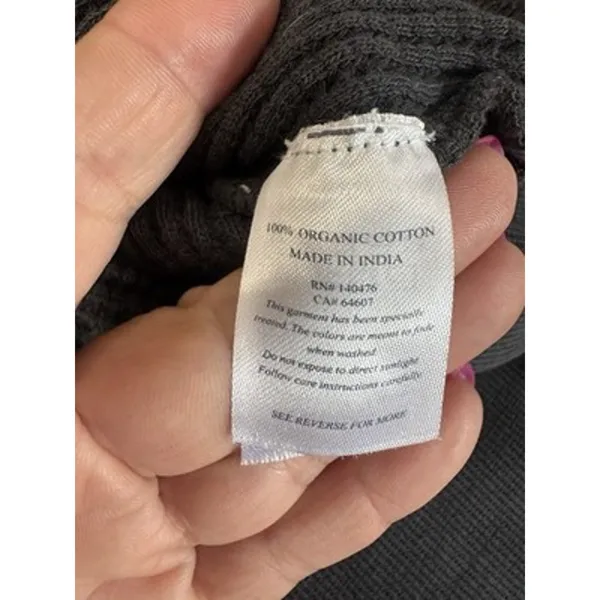 Faherty Womens Apres Organic Cotton Waffle Knit Henley Top Dark Gray Size Large - Image 9