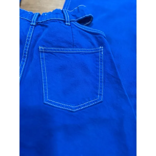 ZARA Cutout Waist Wide Leg Jeans Blue High Rise Size 0 Trendy Statement Denim - Image 7