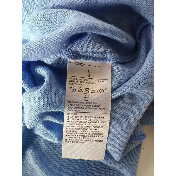 Banana Republic Light Blue Linen Blend Short Sleeve Top Size L - Image 4