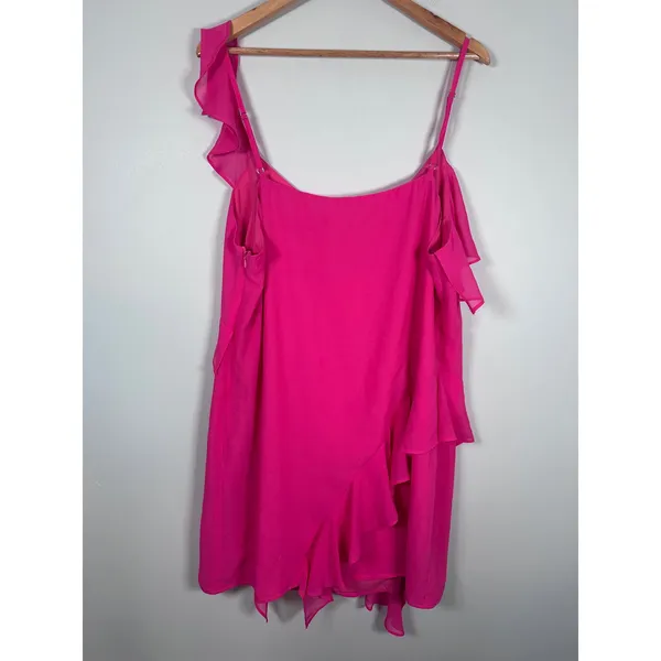 Showpo Zaria Mini Dress Women 14 Hot Pink Asymmetric Ruffle Barbiecore Cocktail - Image 4