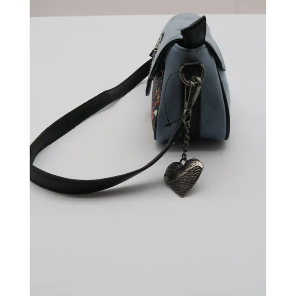 Ed Hardy Blue Suede Skull Floral Tattoo Crossbody Bag NEW - Image 2