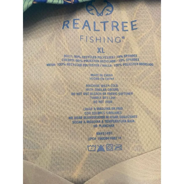 Realtree Fishing XL Tropical Leaf Print UPF Performance Shirt Blue Swim Boat - Image 3