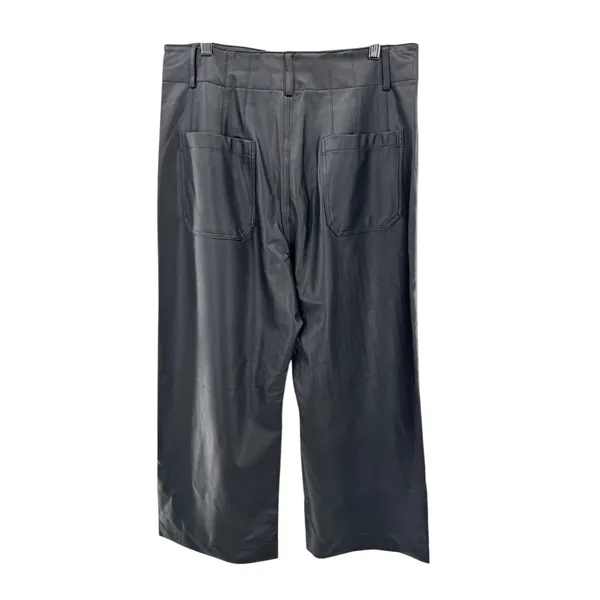 Maeve‎ The Colette Faux Leather Wide Leg Crop Pants Black 32 High Rise Modern - Image 4