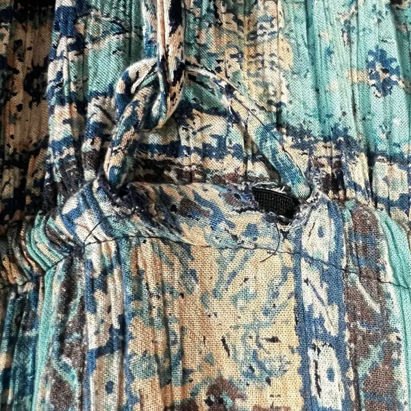 Angie Maxi Dress Women's Small Teal‎ Blue Boho Paisley Print Strappy Racerback - Image 3