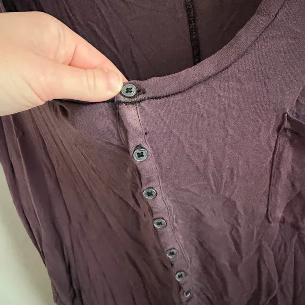 We The Free Long Sleeve Henley Top - Plum - Image 5