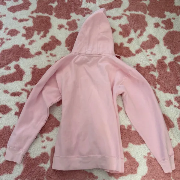 Y2K Baby Pink Monogram Hoodie 💕 Coquette Streetwear Pullover Size Small - Image 4