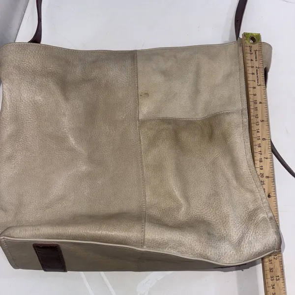 HOBO International Leather Western Beige & Brown Slouchy Tote Bag Purse Handbag - Image 4