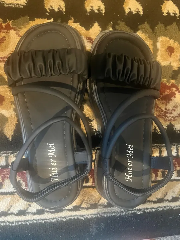 Black chunky platform sandals Size 7.5 - Image 2