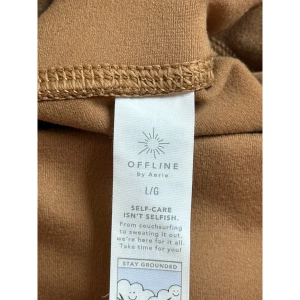 EUC OFFLINE by Aerie The Hugger Brown Smiley Bike Shorts 5" Inseam hi-rise sz L - Image 9