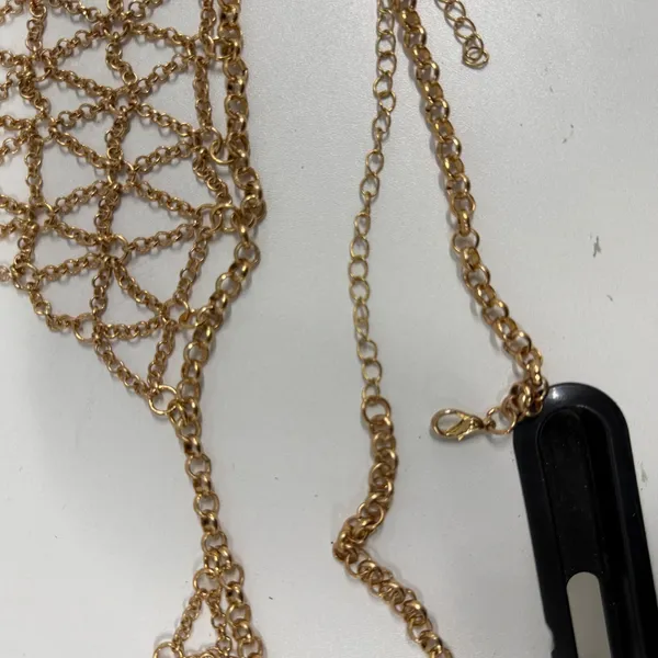 Gold Tone Geometric Chain Link Body Jewelry Halter Top Festival Rave Wear - Image 7