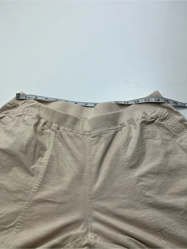 Daily Practice Beige‎ Cream Cropped Pants Womens Size Medium Petite Wide Leg - Image 5