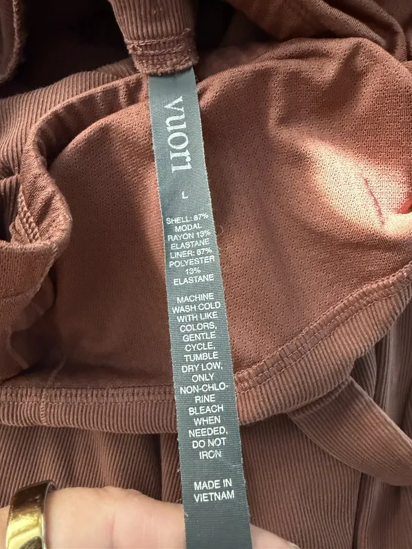 VUORI Pose Mudra Jumpsuit Ribbed Drawstring Athleisure Hazelnut Brown Size Large - Image 12