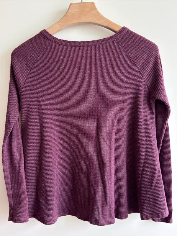 Free People We The Free Purple Waffle Knit Thermal Top Size S Long Sleeve - Image 5