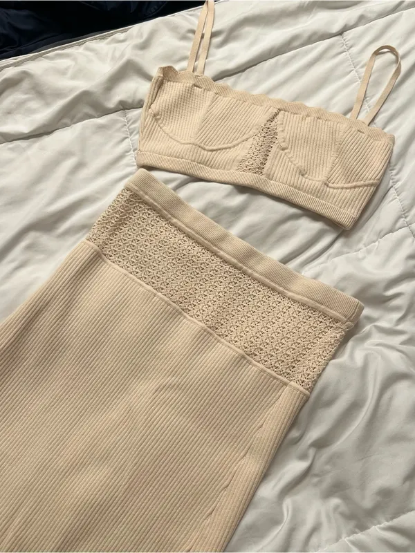 Reformation Magnolia Knit Set Ivory - Size Small - Image 5