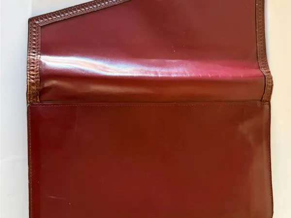 Vintage Leather Envelope Clutch - Burgundy Brown - Image 8