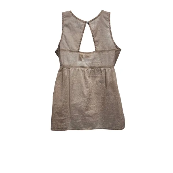 Y2K Mudd Women Boho Festival Embroidered Babydoll‎ Top S Tan Peasant Cottagecore - Image 2