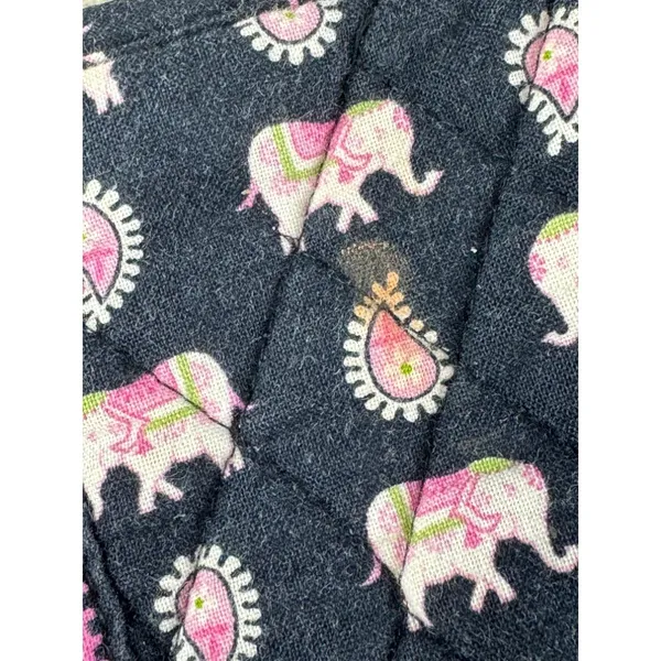 Vera Bradley Set of 2 Elephant Paisley Quilted Cosmetic Bags Black Pink Retired - Image 5