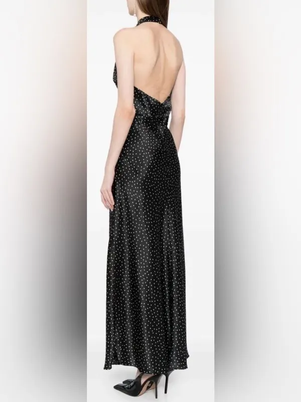 NEW Reformation Daniela Silk Selene Polka Dots Halter Maxi Sz 6 - Image 6