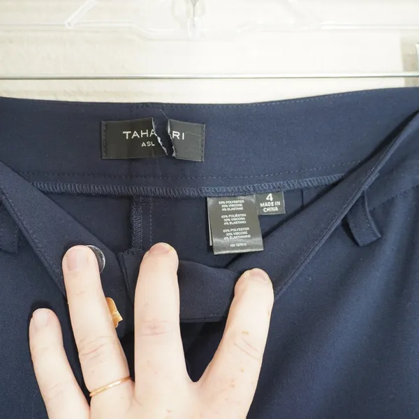 Tahari ASL Women's Size 4 Dress Pants Navy Blue Straight Leg Trousers Career - Image 5