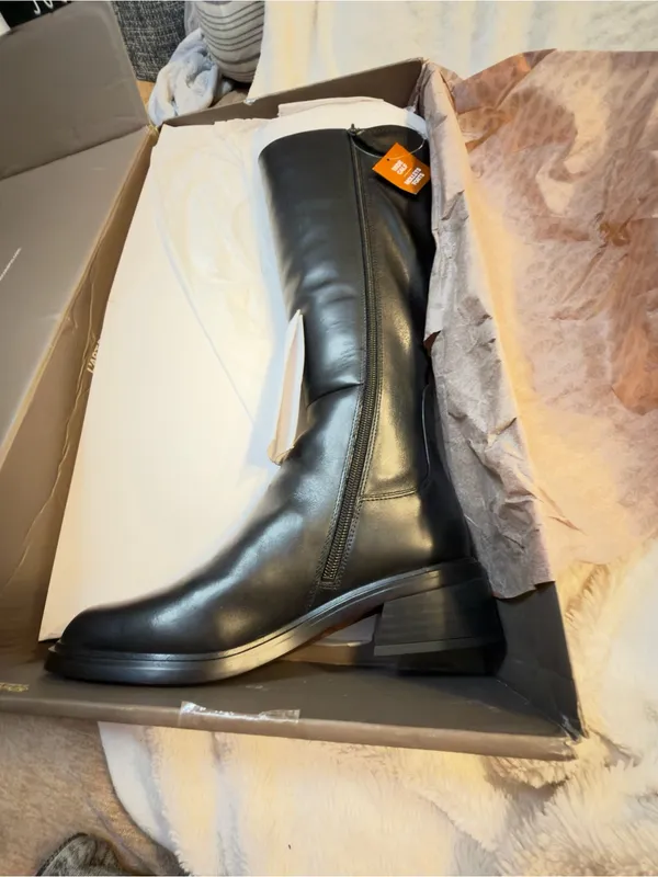 Franco Sarto NIB Giselle Wide Calf Flat Tall Boot Black Stretch Leather 6.5 M - Image 8