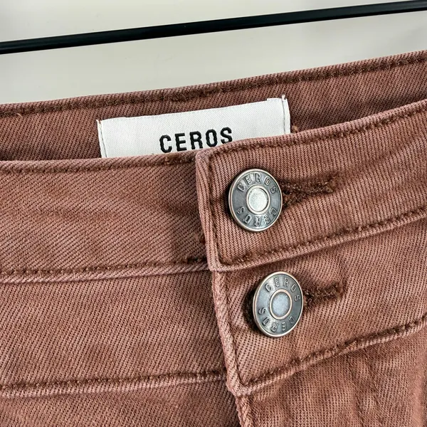 Ceros Jeans Womens SZ 30 NWT Phoenix High Rise Flare Distressed Mocha Denim Crop - Image 9