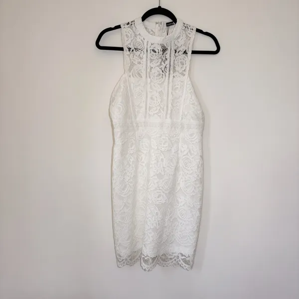 Boohoo NWT BOUTIQUE LACE RACER NECK BODYCON DRESS - Image 5
