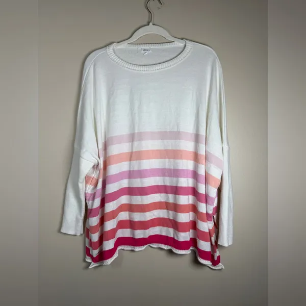 Mersea Catalina Traveler Sweater OS Setting Sun Stripes Oversize Lagenlook - Image 3