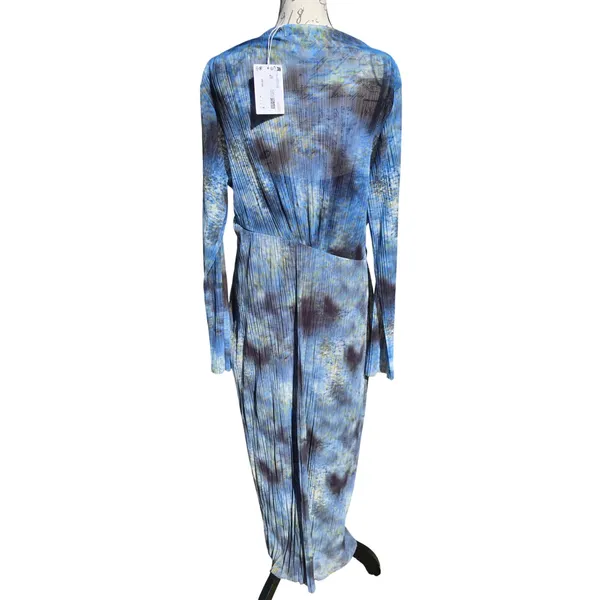 & Other Stories NWT Blue Tie Dye Pleated Mesh Midi Dress Stockholm Atelier‎ M - Image 8