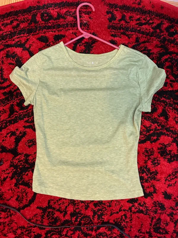 SheIn Light green plain tshirt - Image 6