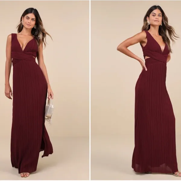 LULU's Prom Chic Elegant Sexy Romantic Flowy Bridesmaid Wedding Formal Maxi - Image 5