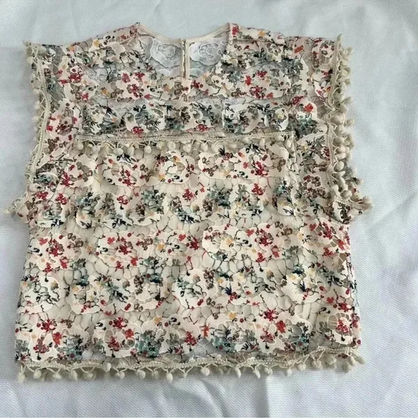 Revolve‎ Tularosa Kennedy Top in Rainbow Lace Blouse Size Small Cream/Mul… - Image 2