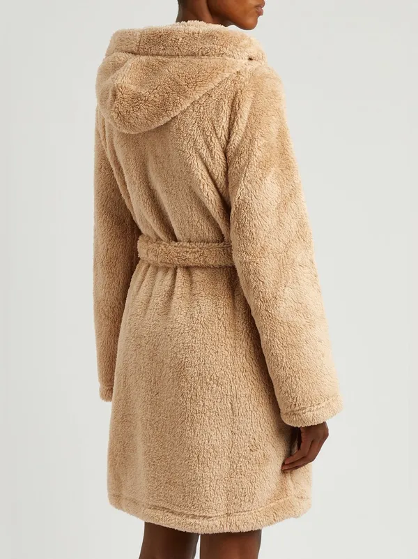 UGG Aarti Hooded Teddy Sherpa Fleece Robe in San Camel Beige NWT Sz. M - Image 5