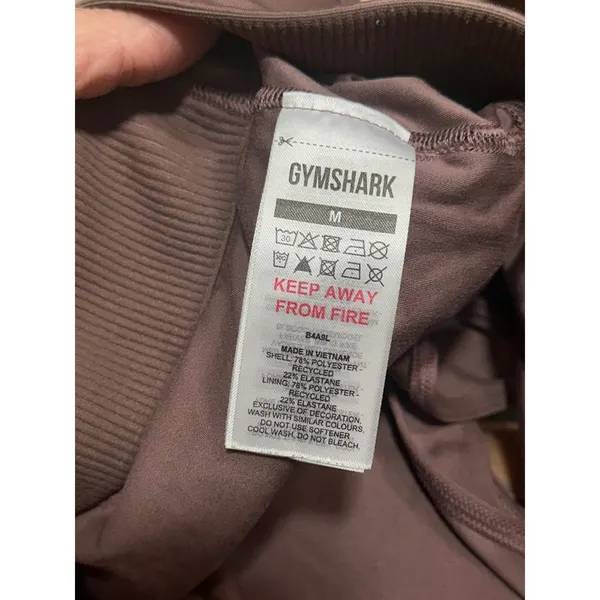 Gymshark Womens Medium Longline Sports Bra‎ Mauve Brown Ribbed B4A9L Scoop Neck - Image 3