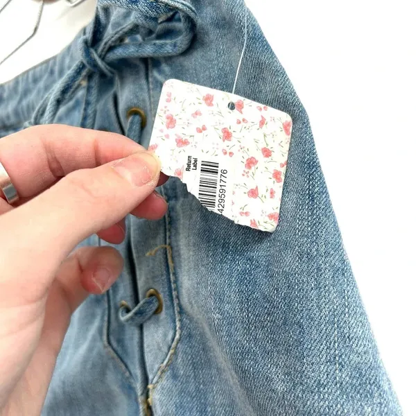 Free People Denim Lace Up Skirt Light Denim Size 2‎ - Image 8