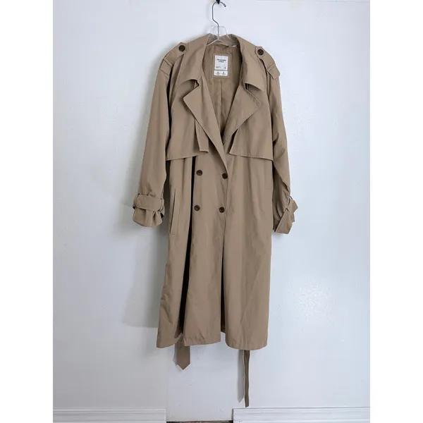 Abercrombie & Fitch Tan Trench Coat Water Resistant Belted XL - Image 2
