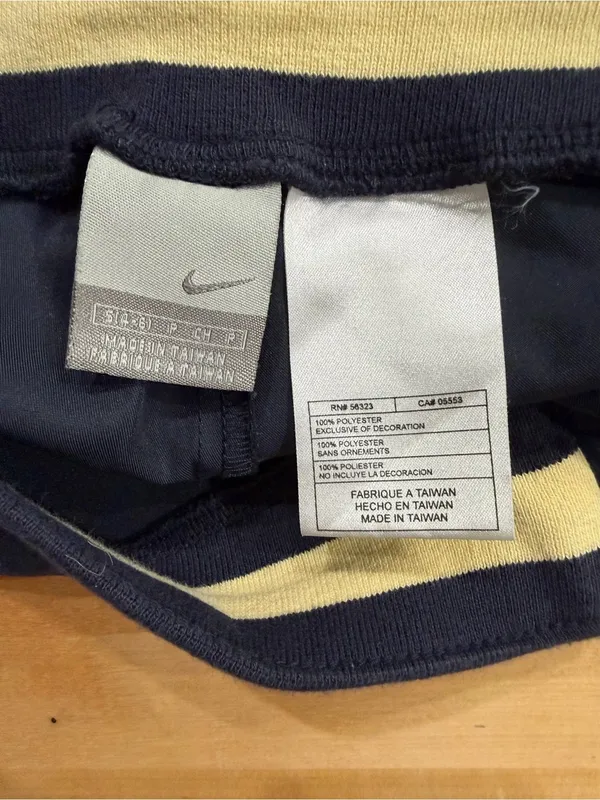 Nike Navy Track Pants with Cream Color Side Stripe - Image 3