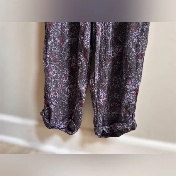 NEW Free People Universal Surplice Jumpsuit Purple Paisley Boho Cottage Whimsy L - Image 12