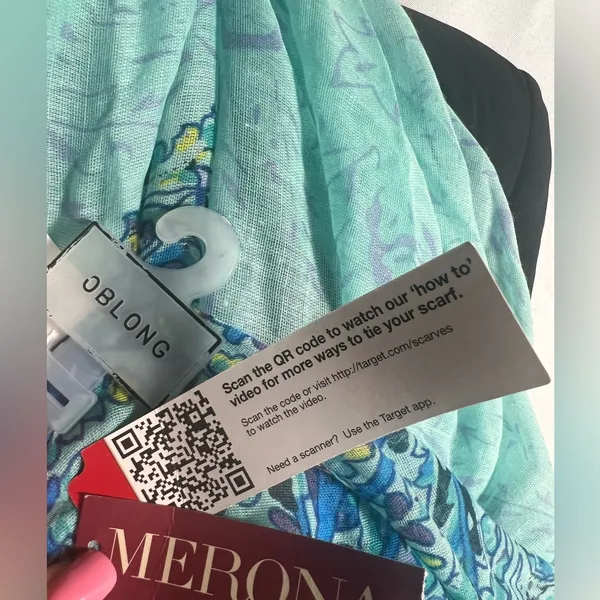 Merona Oblong Scarf Paisley Blue Green Multicolor Lightweight Sheer Polyester - Image 4
