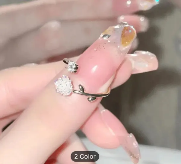 Cute Camellia Flower Open Ring Cute Adjustable Finger Jewelry Accessories Women - Image 3
