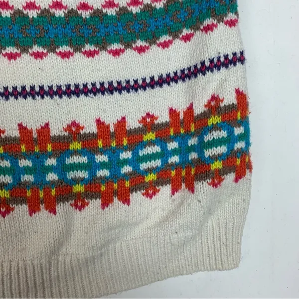 old navy women's medium faire isle knit sweater casual white colorful holiday - Image 6