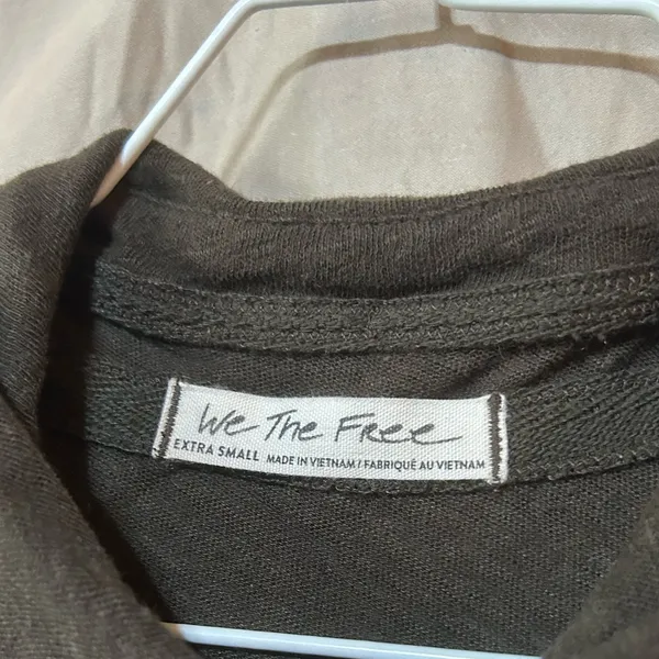 We The Free Free People Shirt Womens Green Top Linen Blend Woven Roll-Tab Sleeves XS - Image 2