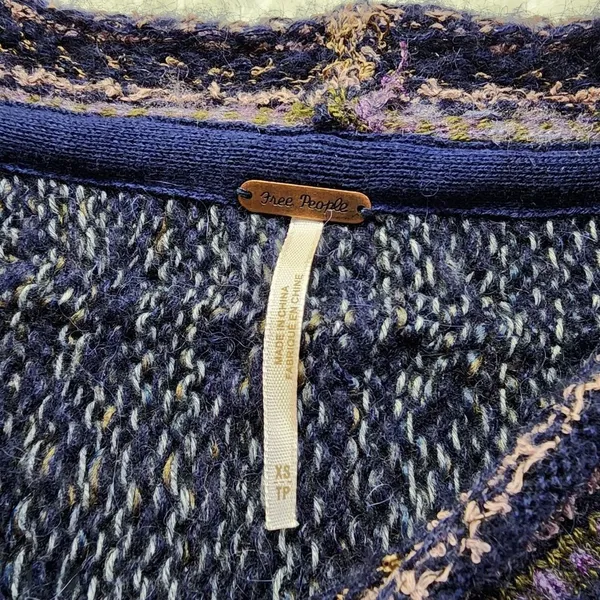 Free People Women's Navy Blue Craft Time Boho Sweater Size XS - Image 6